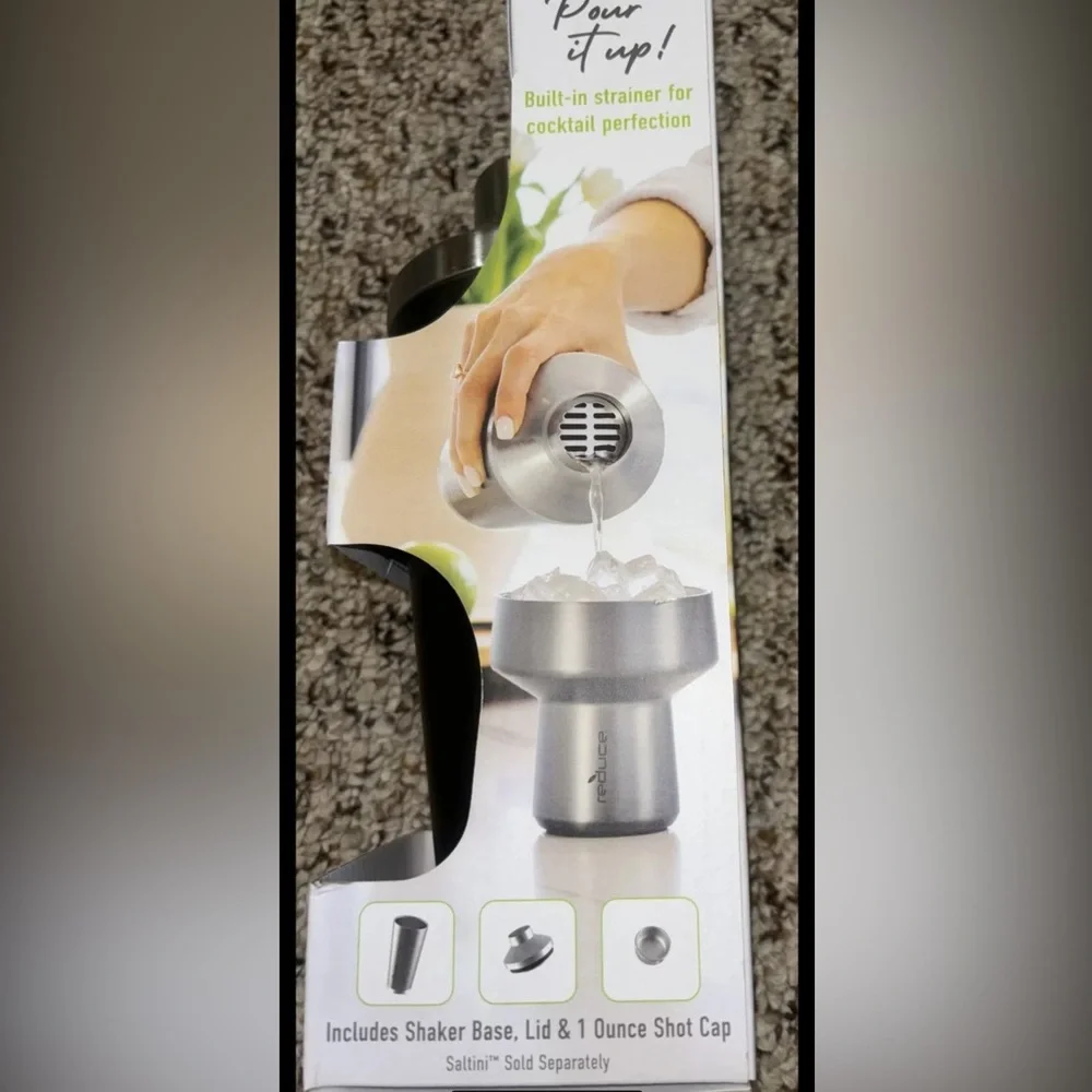 Reduce Stainless Steel Insulated Cocktail Shaker w/Built-In Strainer, 20oz Gray